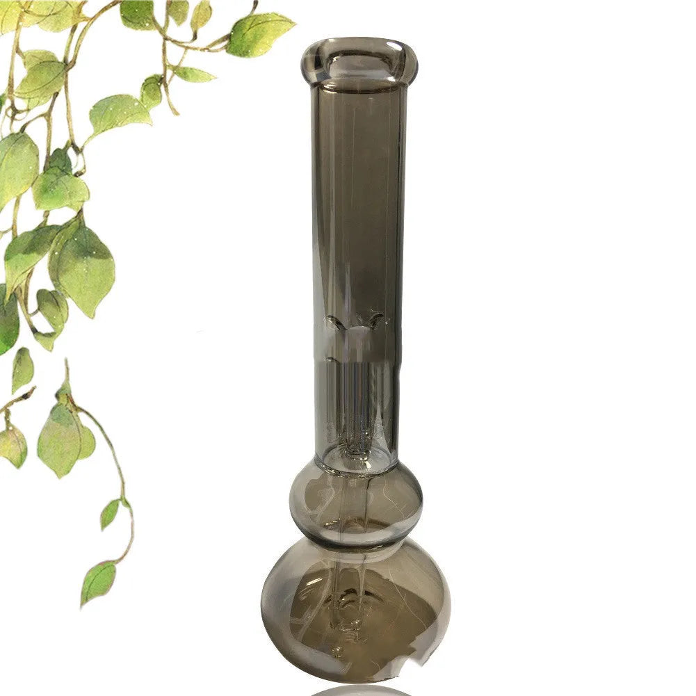 Pure colour transparent glass sitting vase with American geometric shape on a table.