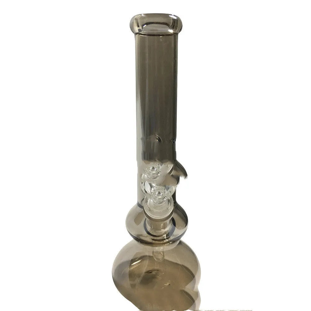 Pure colour transparent glass sitting vase with American geometric shape on a table.