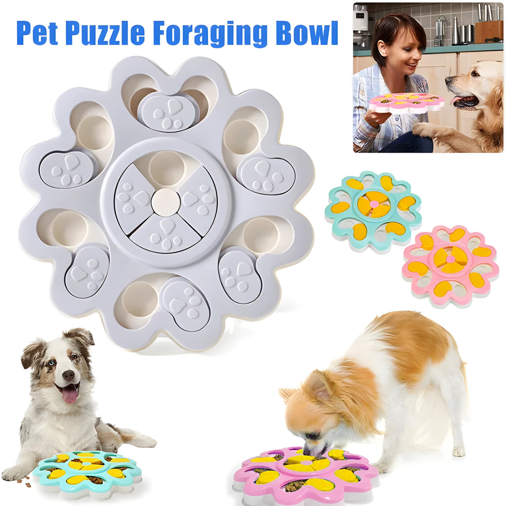 Dog treat dispenser slide puzzle toy in pink, blue, or grey, 25.0 cm x 25.0 cm x 3.0 cm, for puppy training and medium dogs