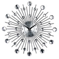 Silver round wall clock with 33cm diameter aluminium dial and numbered markers