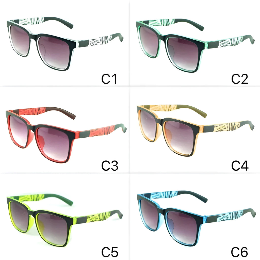 Square Kids Sports Sunglasses PC Frame AC Lens Strong Construction C1 Black C2 Green C3 Red C4 Orange C5 Yellow-Green C6 Blue Unisex Style