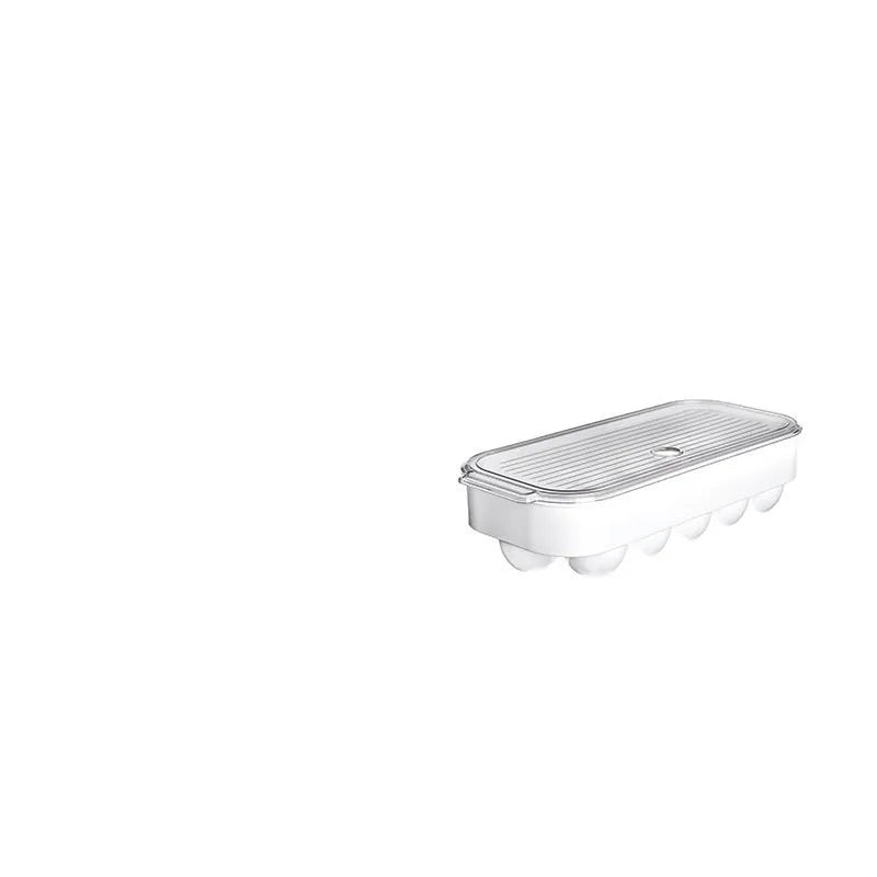 Rectangular PET egg storage box in transparent plastic, 31.4x14.3x7.7cm, for fridge shelf