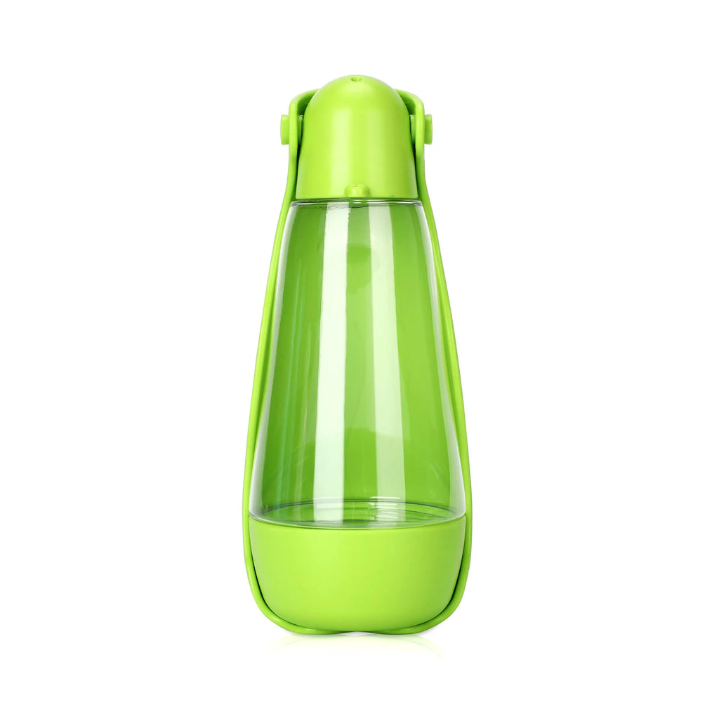 Portable pet food and water cup in ABS and PET, 83x83x203mm, shown in Macaron Powder and Avocado Green styles