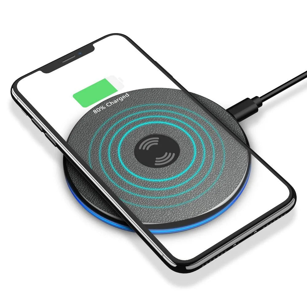 Black metal wireless charging mobile phone charger, simple ultra-light portable desktop pad
