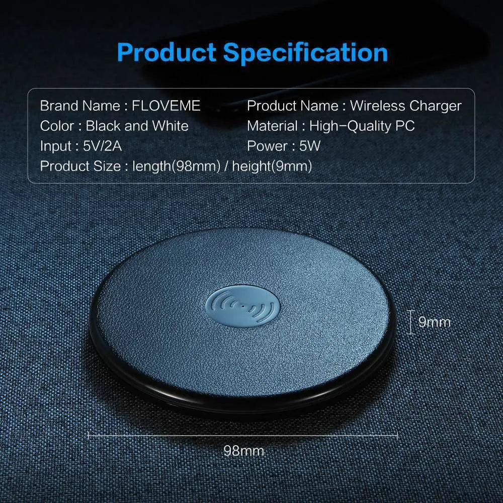 Black metal wireless charging mobile phone charger, simple ultra-light portable desktop pad