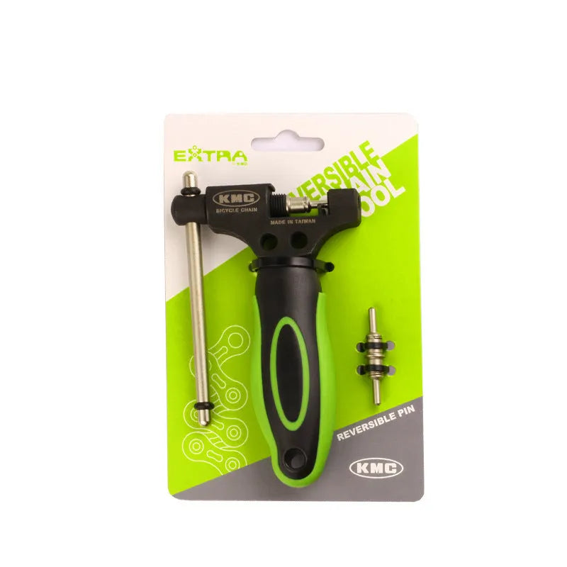 Green steel bicycle chain cutter tool with double shaft mechanism for chain maintenance