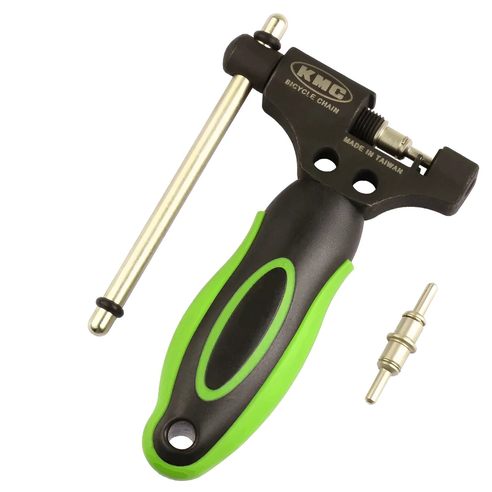 Green steel bicycle chain cutter tool with double shaft mechanism for chain maintenance