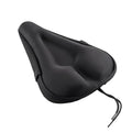 Gel bicycle seat cushion in black with straps and rain cover, 28x17x3 cm size for mountain bikes
