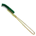 Green elbow-shaped nylon wire rust removal brush with metal handle for cleaning tight spaces