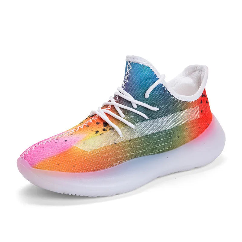 Men's breathable mesh casual running shoes low cut round toe front tie rubber sole summer