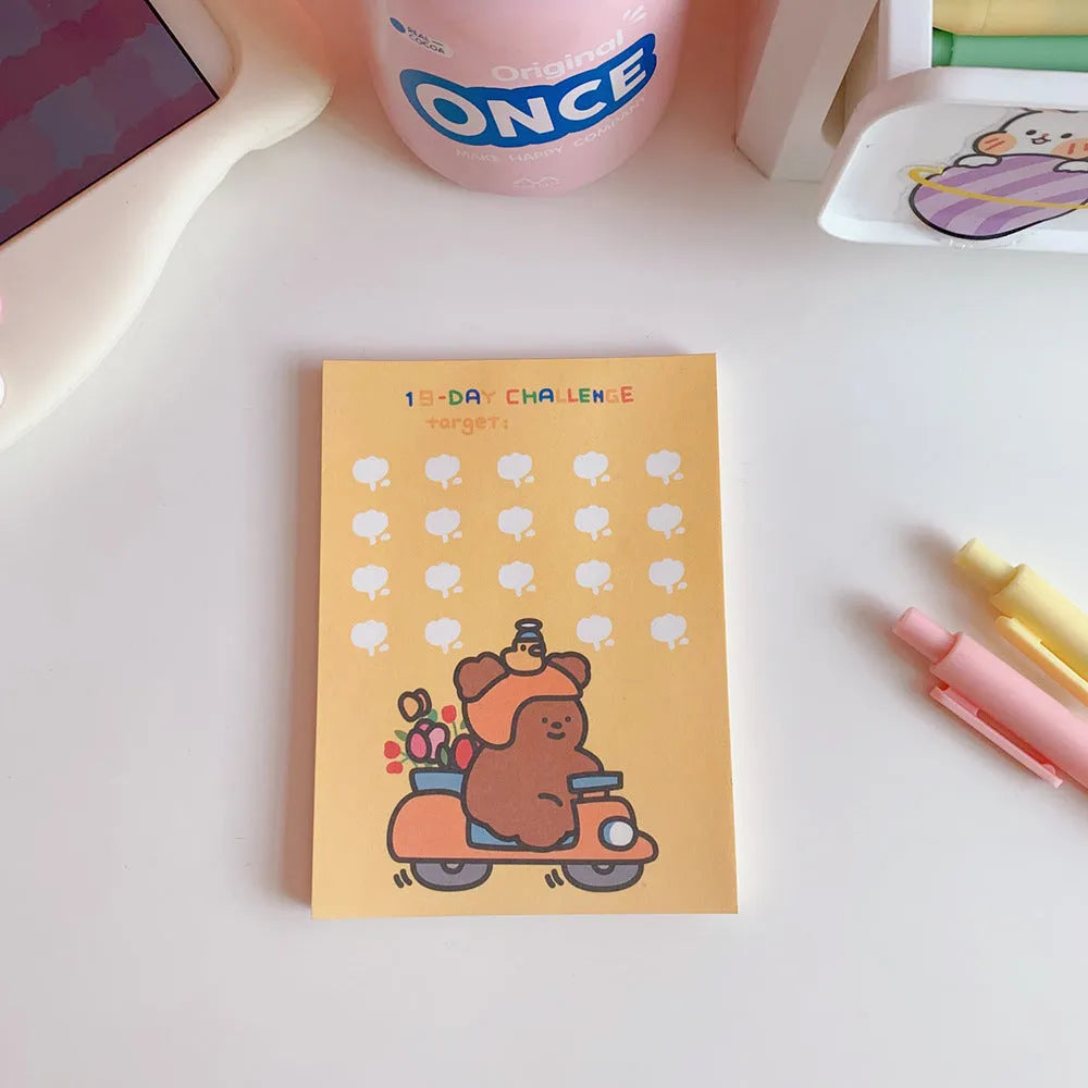 Kawaii bear cartoon memo pad notepad with colourful cover designs for daily lists