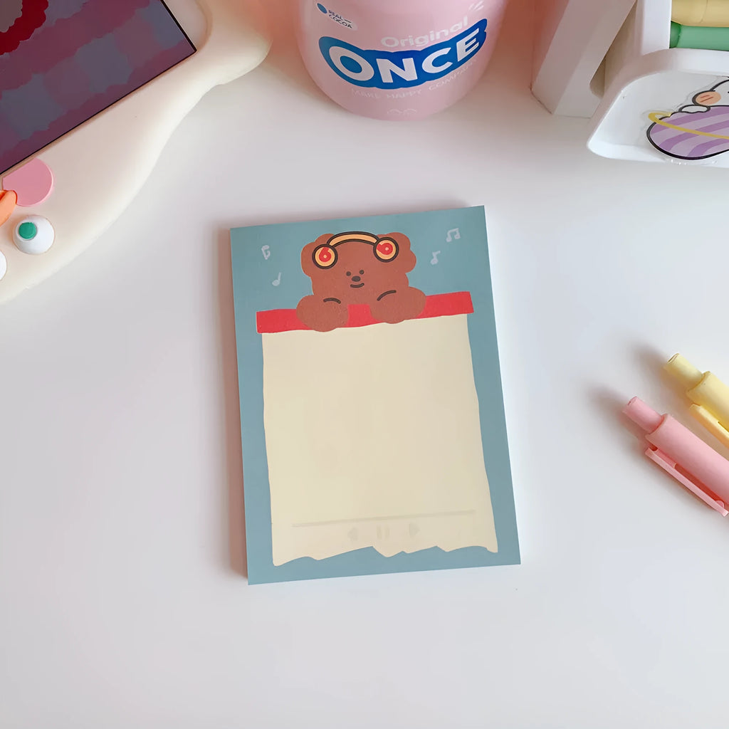 Kawaii bear cartoon memo pad notepad with colourful cover designs for daily lists