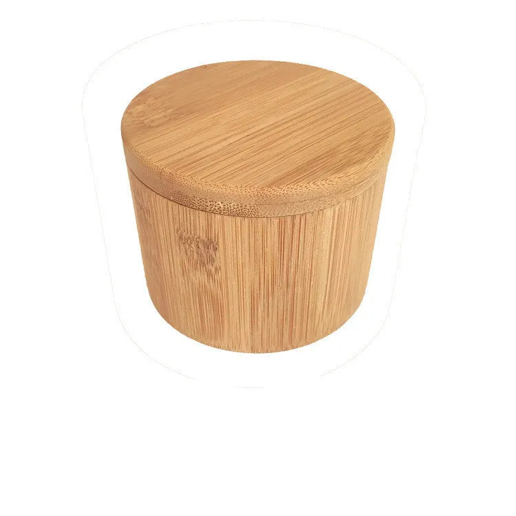 Bamboo seasoning box and spoon for solid spices, 9x7cm size with custom logo option.