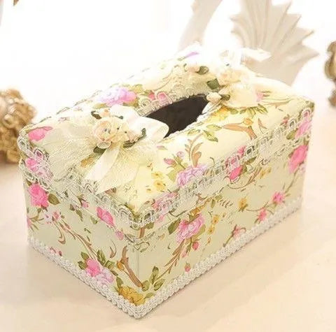 Ceramic jewellery and tissue box in bright apricot, green, or pink glossy finish