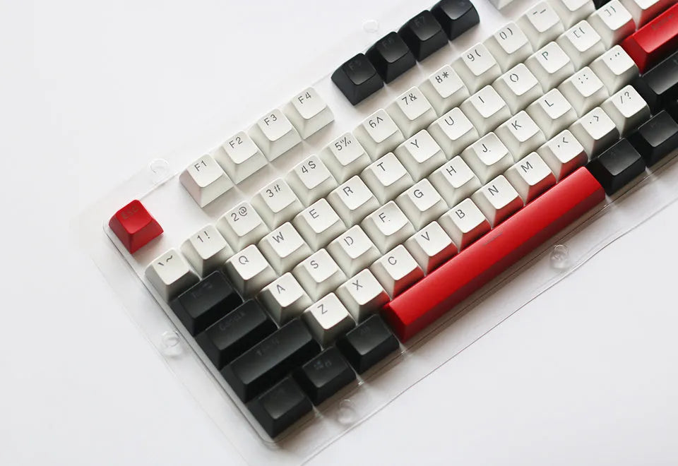 104-key SA height ABS mechanical keyboard keycap set in white and red colours