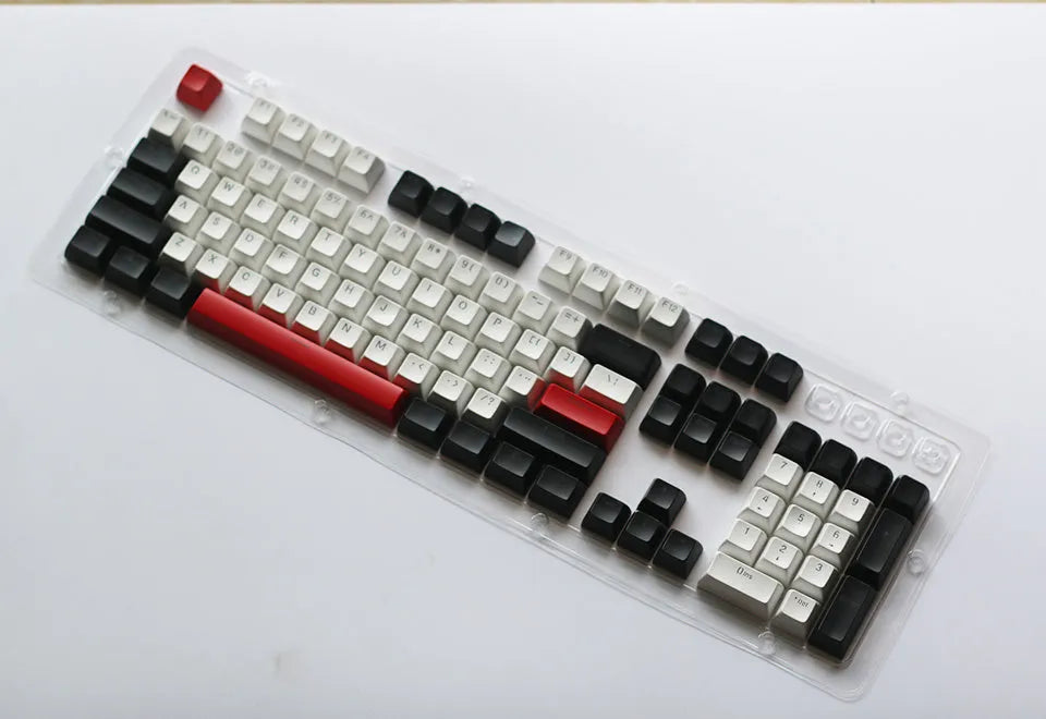 104-key SA height ABS mechanical keyboard keycap set in white and red colours