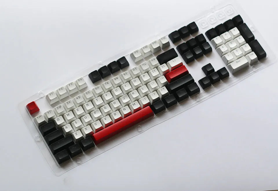 104-key SA height ABS mechanical keyboard keycap set in white and red colours