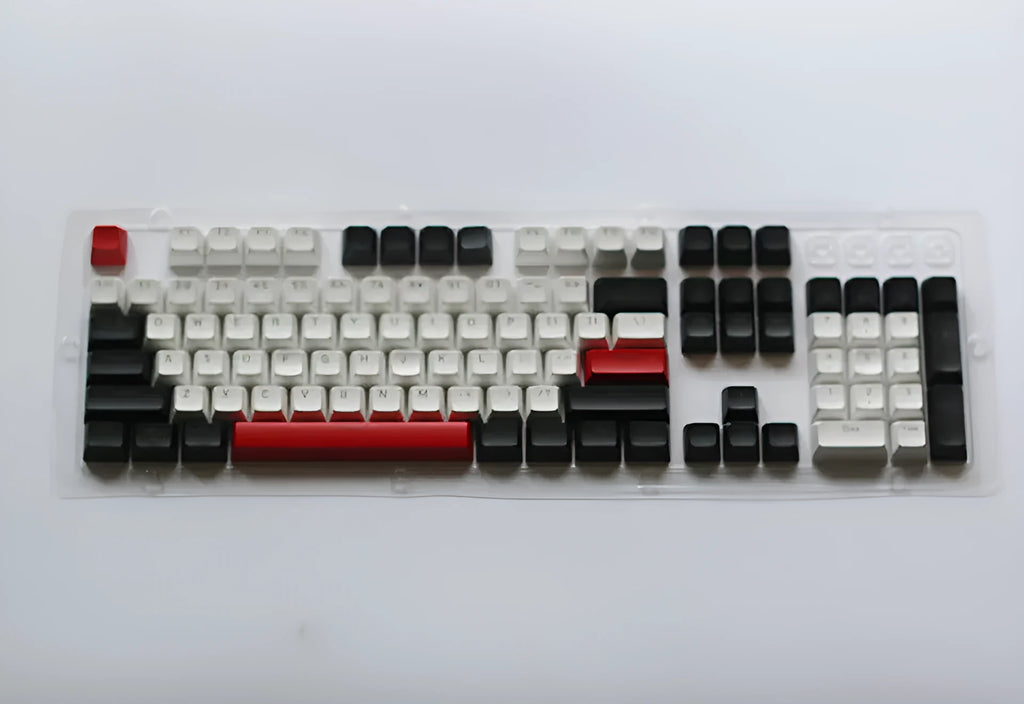 104-key SA height ABS mechanical keyboard keycap set in white and red colours