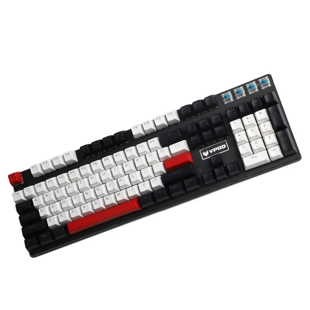 104-key SA height ABS mechanical keyboard keycap set in white and red colours