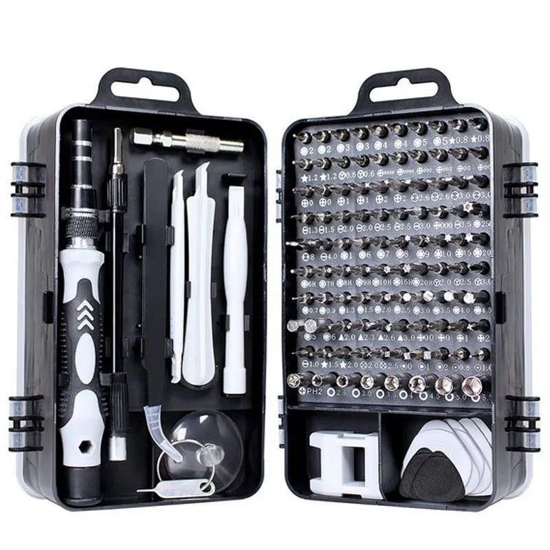 135 in 1 S2 steel magnetic insulated screwdriver set for mobile phone, watch, and glasses repair with black blue aluminium handle