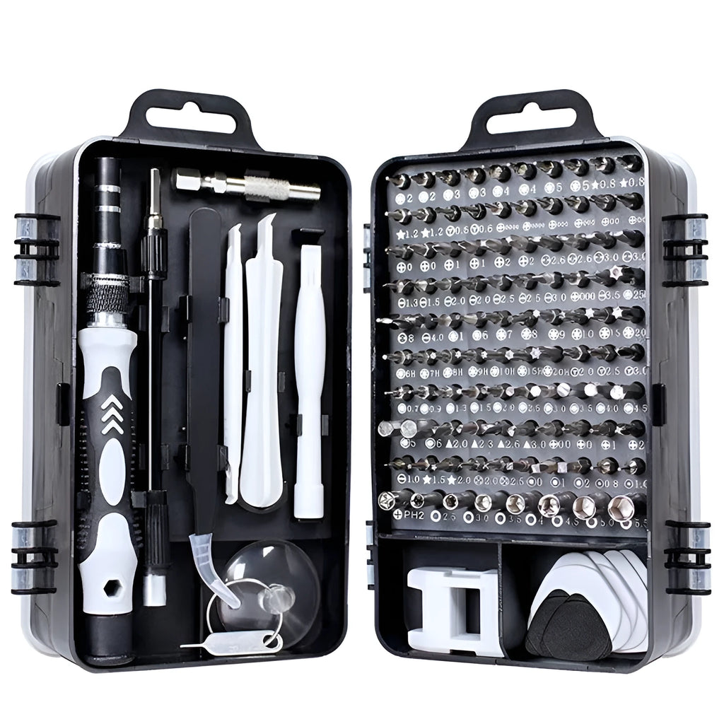 135 in 1 S2 steel magnetic insulated screwdriver set for mobile phone, watch, and glasses repair with black blue aluminium handle
