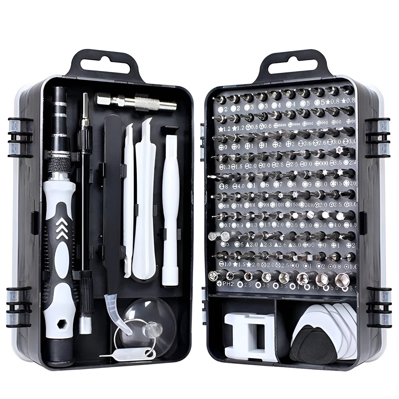 135 in 1 S2 steel magnetic insulated screwdriver set for mobile phone, watch, and glasses repair with black blue aluminium handle