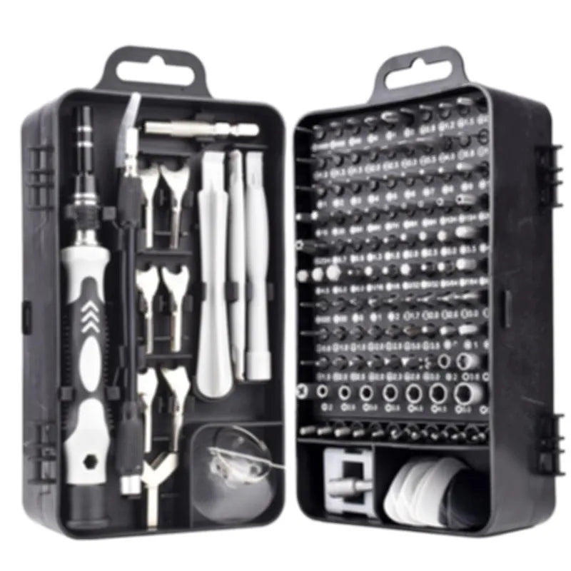135 in 1 S2 steel magnetic insulated screwdriver set for mobile phone, watch, and glasses repair with black blue aluminium handle