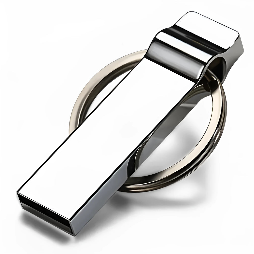 32GB USB 2.0 silver metal flash drive with necklace design and write protection switch