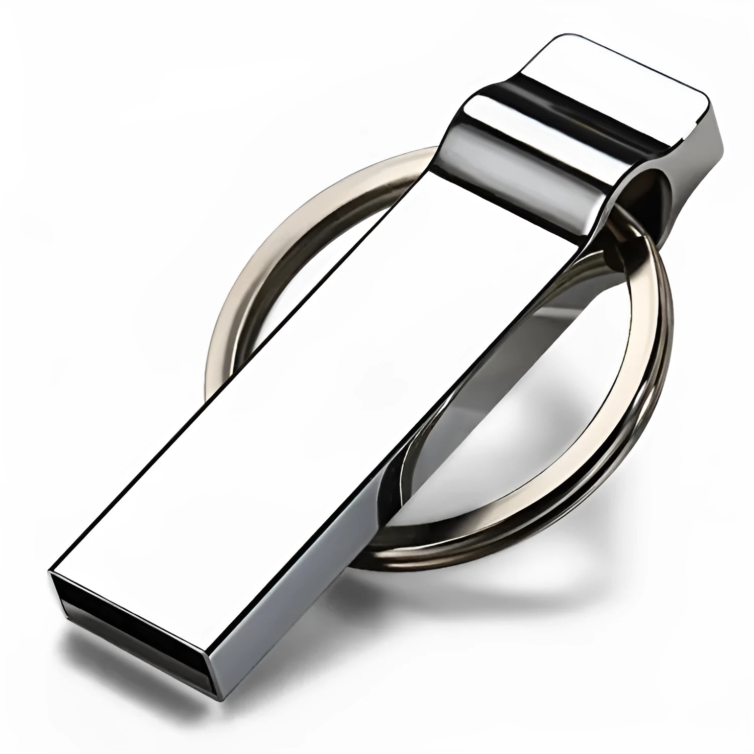 32GB USB 2.0 silver metal flash drive with necklace design and write protection switch