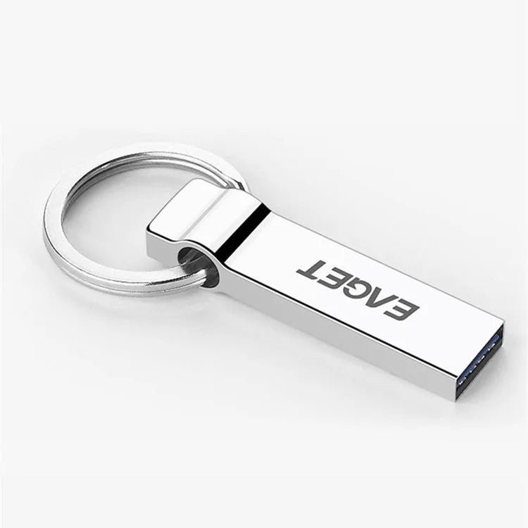 32GB USB 2.0 silver metal flash drive with necklace design and write protection switch
