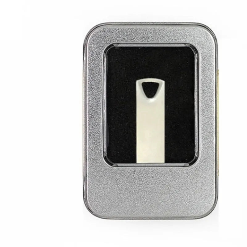 32GB USB 2.0 silver metal flash drive with necklace design and write protection switch