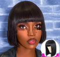Women's short straight bobo wig in dark brown, gold, or light brown, high temperature wire, machine made