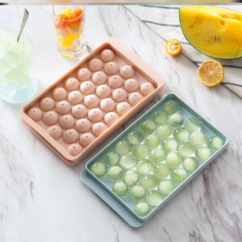 Round ice ball mould set in sky blue or pink with 18 or 33 cube grids