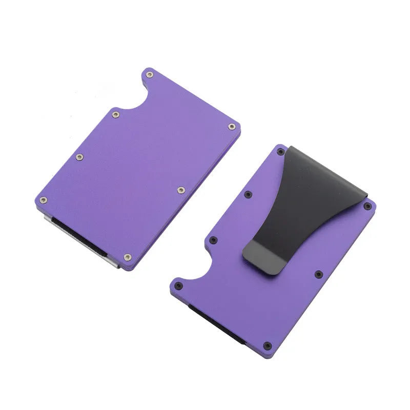 Aluminium alloy card holder, 8 mm slim geometric bank card case holding up to 12 cards in black, gold or silver