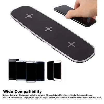 Black and white Qi wireless charging pad with USB cable connection