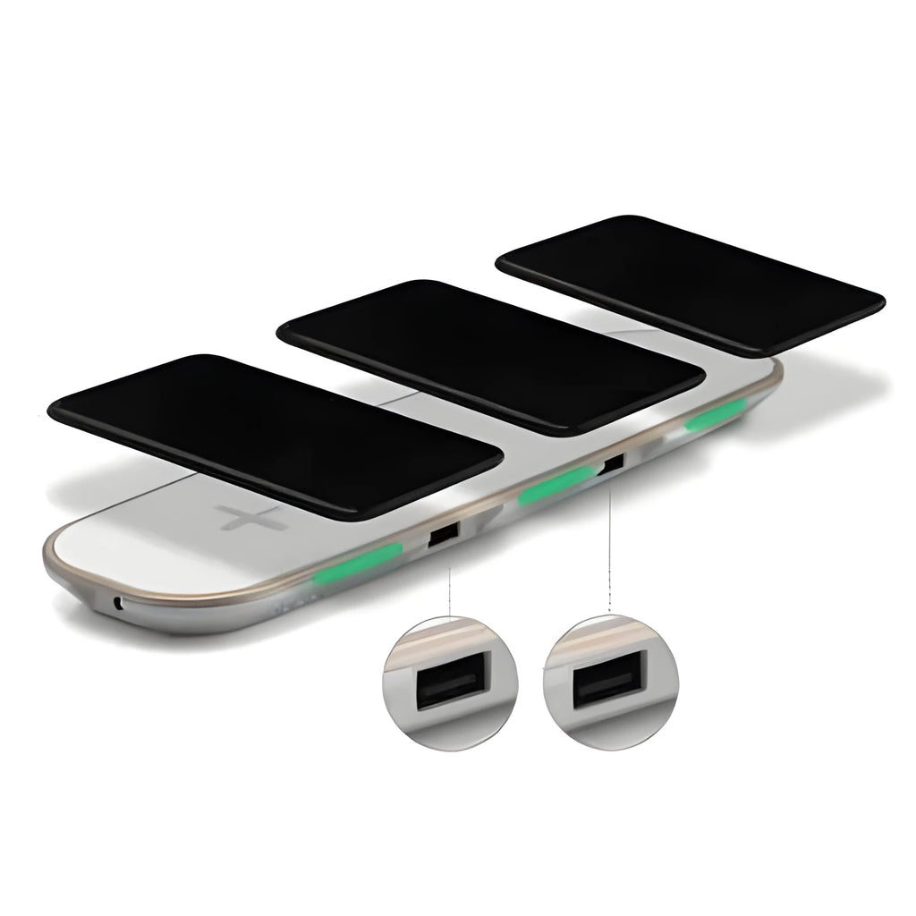 Black and white Qi wireless charging pad with USB cable connection