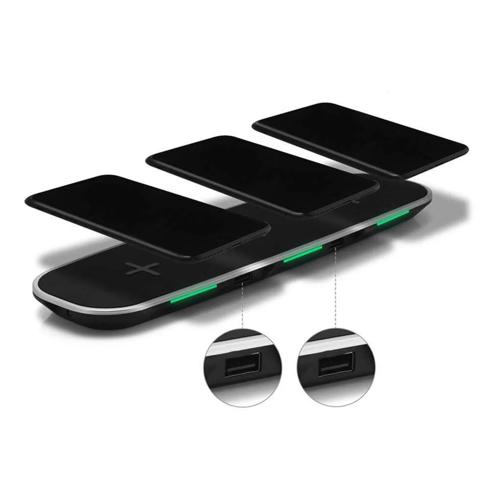 Black and white Qi wireless charging pad with USB cable connection
