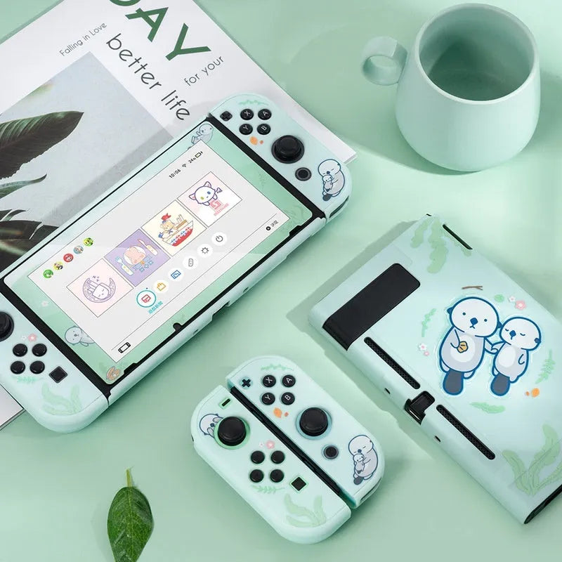 Sea Otter silicone protective hard cover case for Nintendo Switch and Switch Lite consoles.