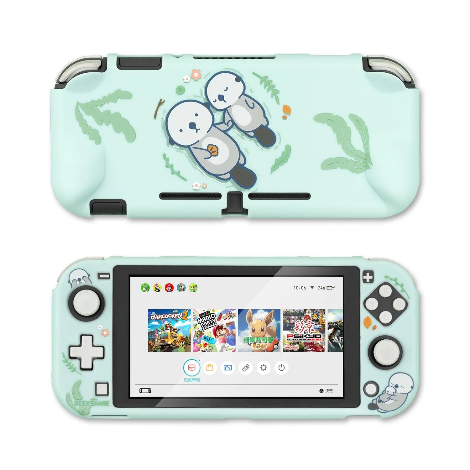 Sea Otter silicone protective hard cover case for Nintendo Switch and Switch Lite consoles.