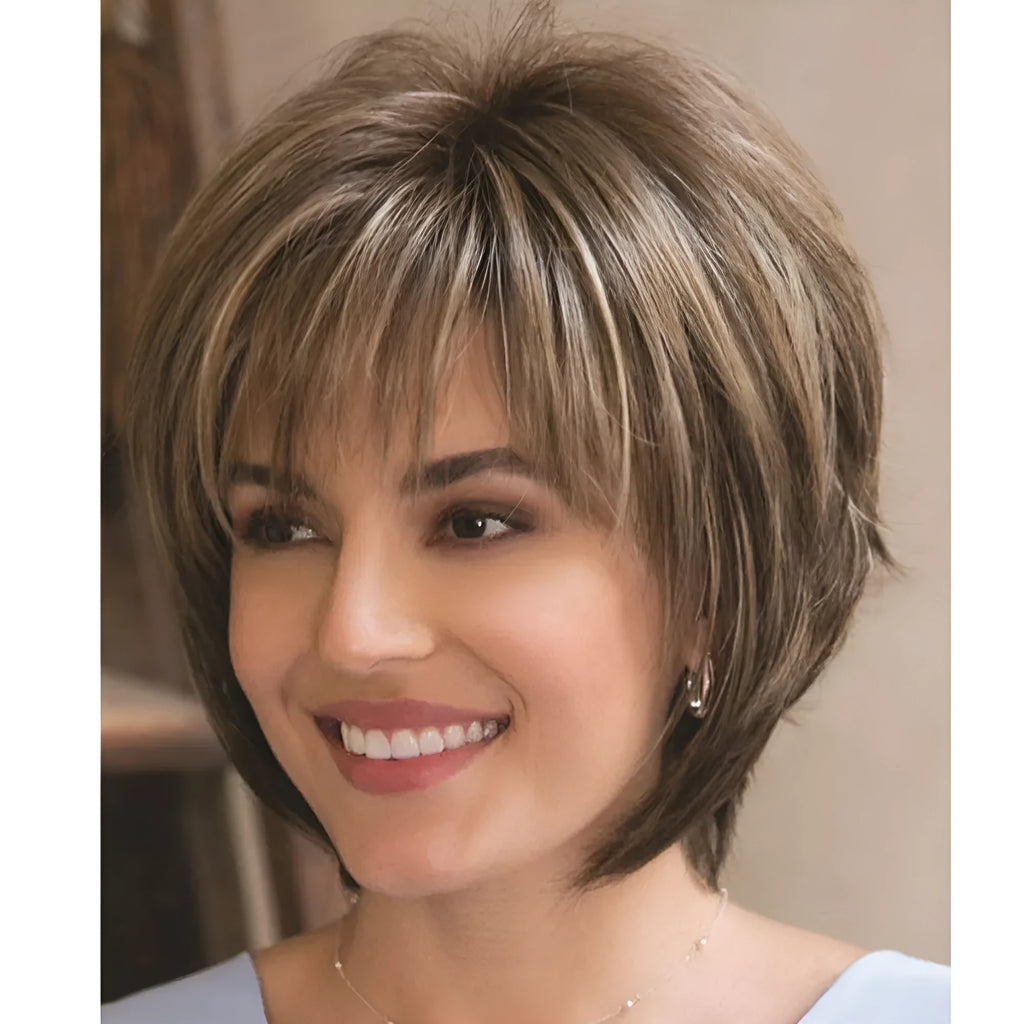 Women's fashion wig set in Blonde colour chemical fibre headgear for any face shape