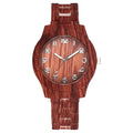 Wood grain retro quartz watch with 39mm case and silicone strap in multiple colour options