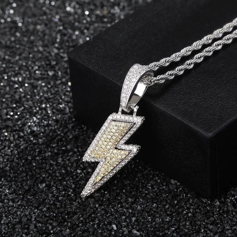 MATHALLA hip hop pendant necklace micro-inlaid zircon geometric copper unisex gold finish