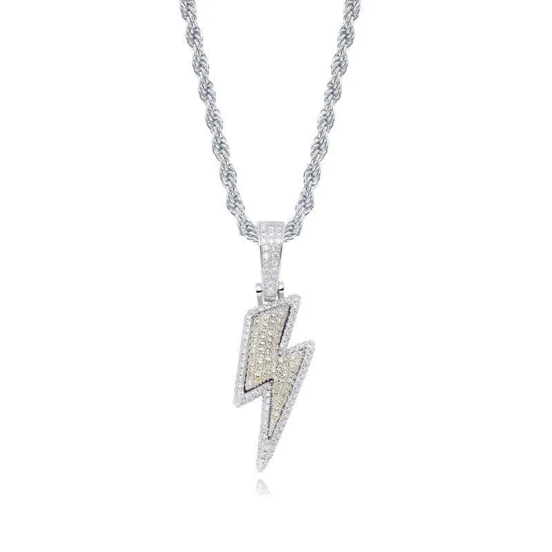 MATHALLA hip hop pendant necklace micro-inlaid zircon geometric copper unisex gold finish