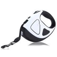 Retractable dog leash with LED night safety light, anti-slip handle and 3m or 5m telescopic length
