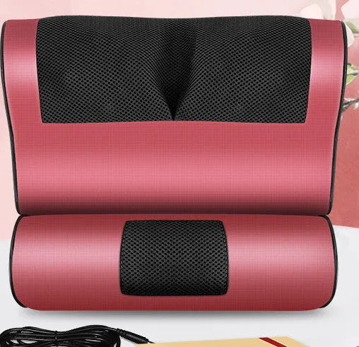 Cervical spine massage pillow with 8 massage heads, 3 gears, infrared physiotherapy and AC power for neck, waist and back
