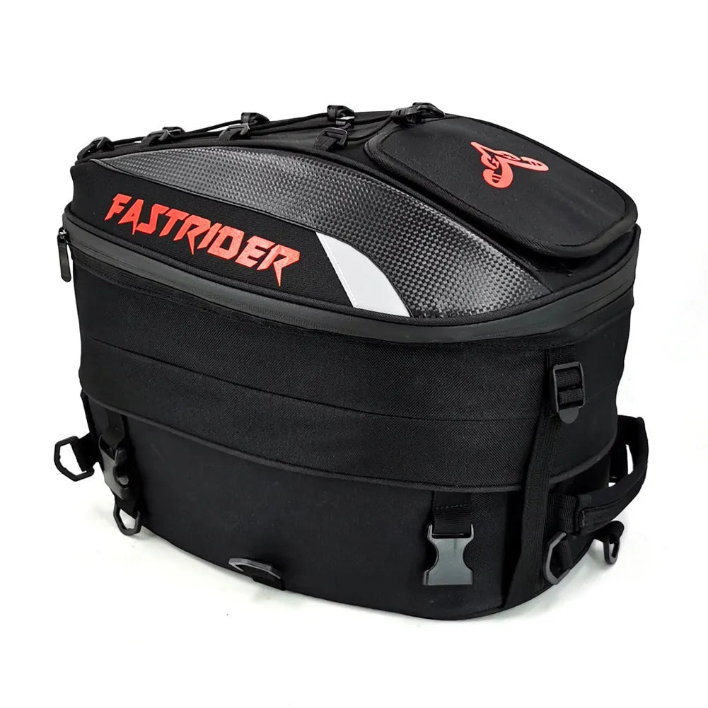 Expandable motorcycle tail bag carbon fibre PU leather Oxford cloth 29x43cm helmet storage