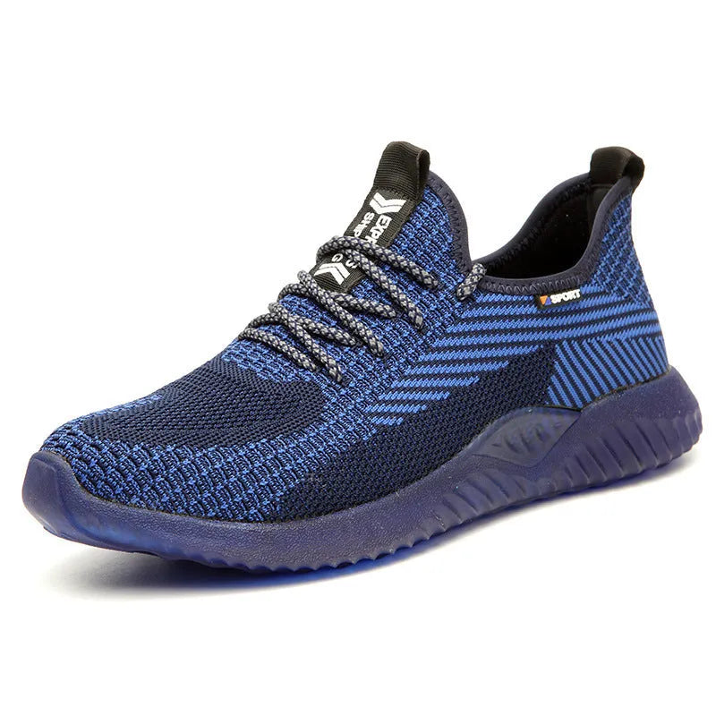 Flying WaveKnit safety sneaker in black with breathable woven upper and steel toe cap
