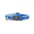 Adjustable cat collar with bell in blue, 21-34cm size, on a white background