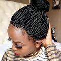 Short curly wig in black with stretch mesh base and chemical fibre texture