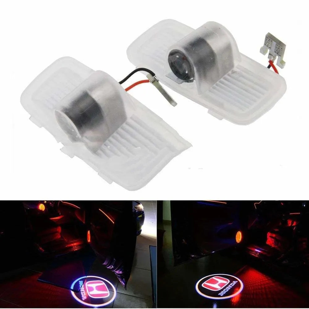 White PVC car door welcome lamp, 12V 5W, 50,000 hour life, packed size 95mm x 93mm x 37mm